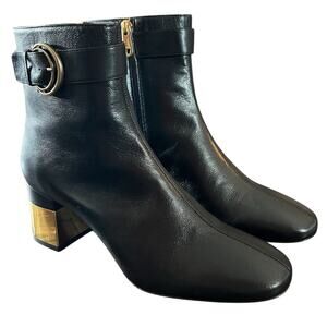 Chloé Alizè Zip Detailed Ankle Boots Goatskin Leather Black NEW EU 39.5 US 9.5